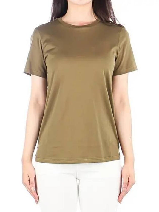 Women's Easy Organic Cotton Short Sleeve T-Shirt Green - THEORY - BALAAN 2