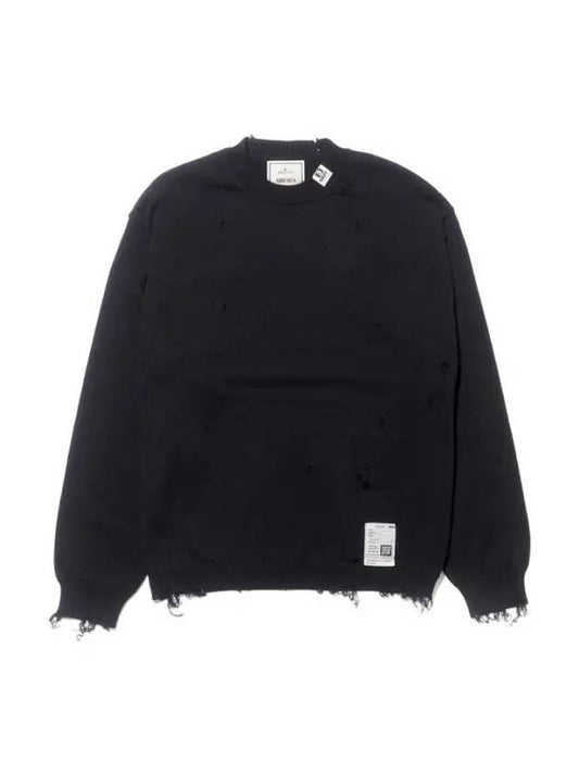 J10SW502 Black Distressed Sweatshirt - MIHARA YASUHIRO - BALAAN 1