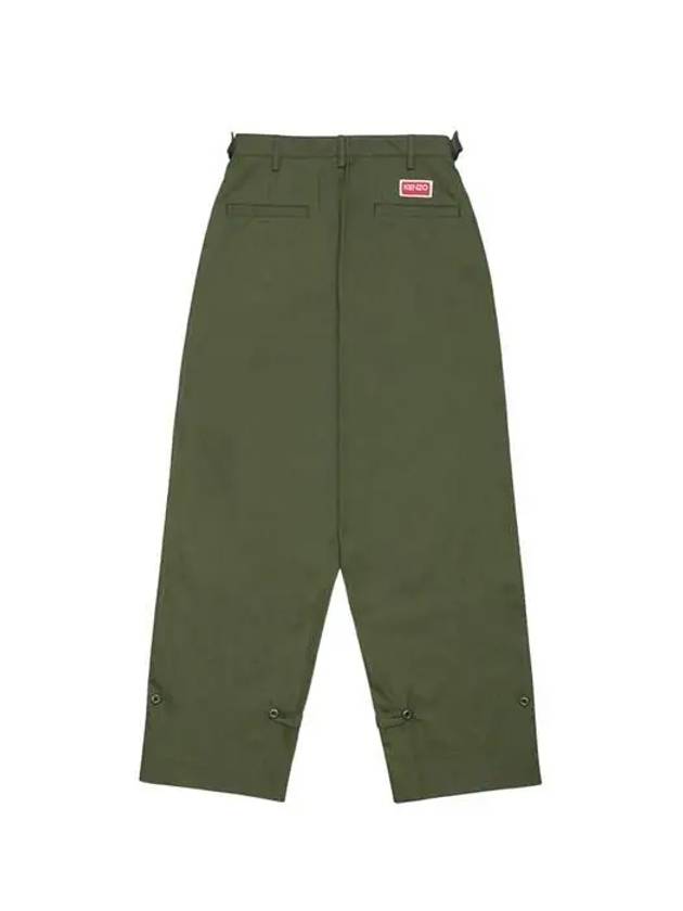 Logo Patch Mid-Rise Wide Pants Dark Khaki - KENZO - BALAAN 3