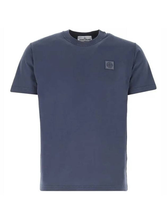 Logo Patch Chest Short Sleeve T-Shirt Navy - STONE ISLAND - BALAAN 1