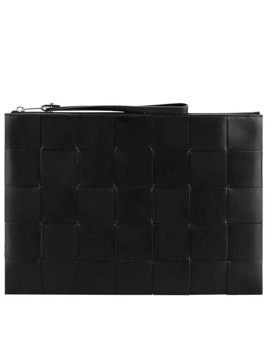Intrecciato Strap Clutch Bag Black - BOTTEGA VENETA - BALAAN 2