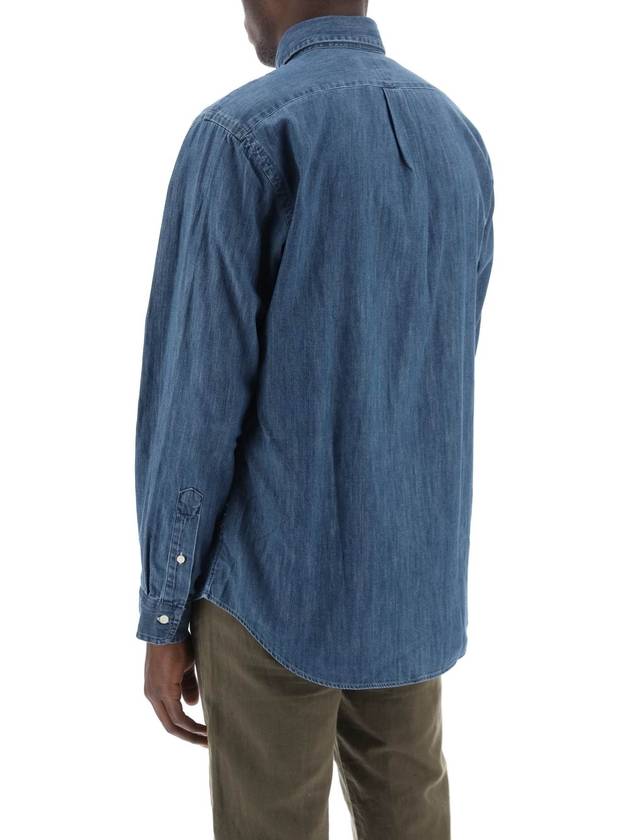 Men's Denim Custom Fit Long Sleeve Shirt Blue - POLO RALPH LAUREN - BALAAN 4