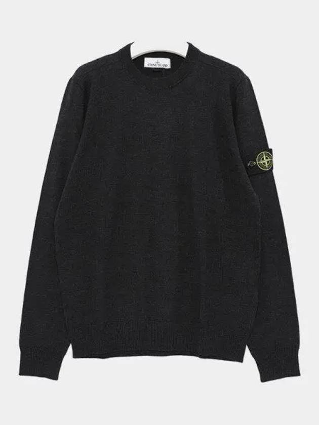 Regular Fit Crew Neck Wool Knit Top Melange Charcoal - STONE ISLAND - BALAAN 2