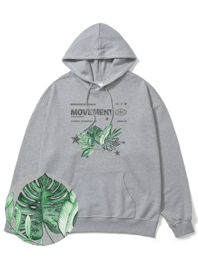 Monstera green overfit hoodie gray - MONSTER REPUBLIC - BALAAN 1