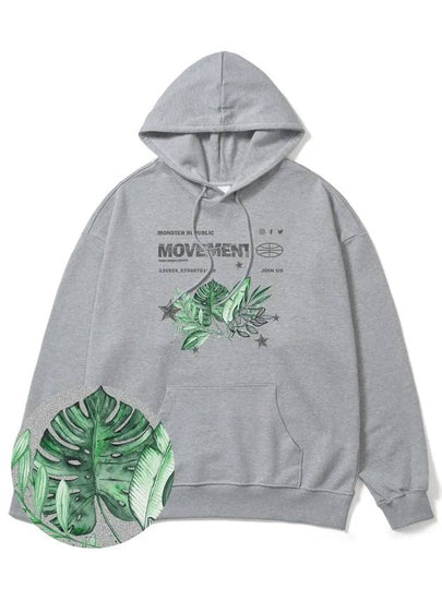 Monstera green overfit hoodie gray - MONSTER REPUBLIC - BALAAN 2