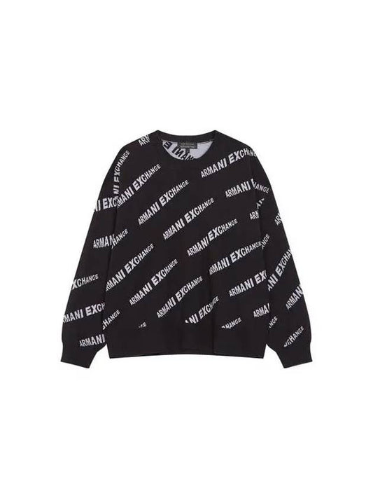 Women s diagonal logo pattern crew neck knit black 270668 - ARMANI EXCHANGE - BALAAN 1