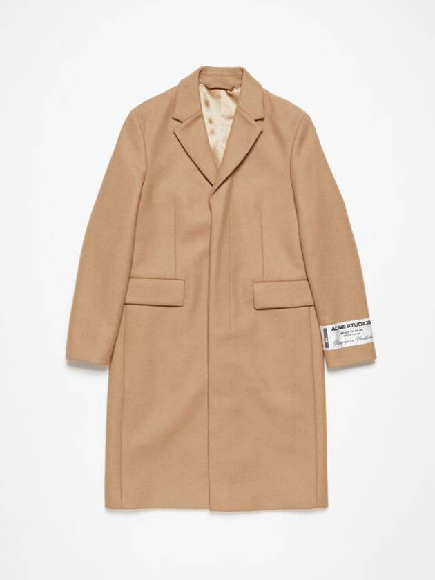 Logo Label Wool Single Coat Camel Beige - ACNE STUDIOS - BALAAN 2