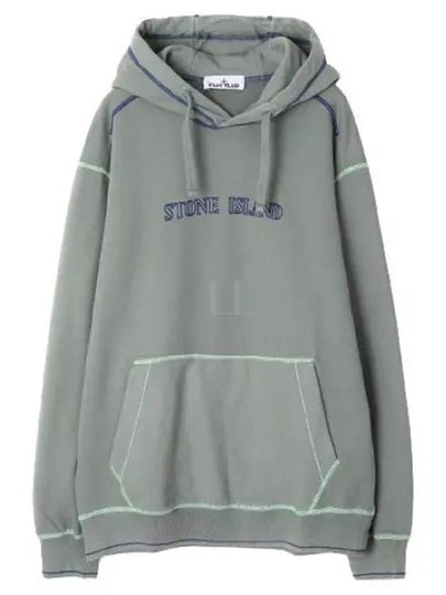 Brushed Cotton Fleece Hoodie Sage Green - STONE ISLAND - BALAAN 2