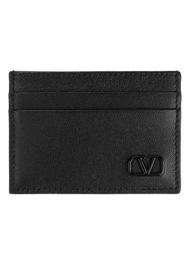 V Logo Signature Card Wallet Black - VALENTINO - BALAAN 1