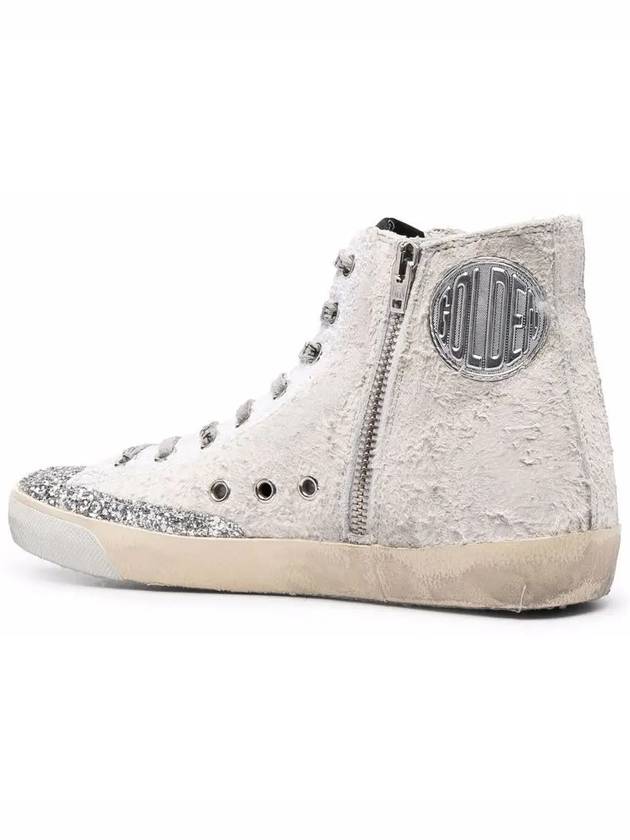 Francy Glitter Suede High Top Sneakers Silver - GOLDEN GOOSE - BALAAN 4