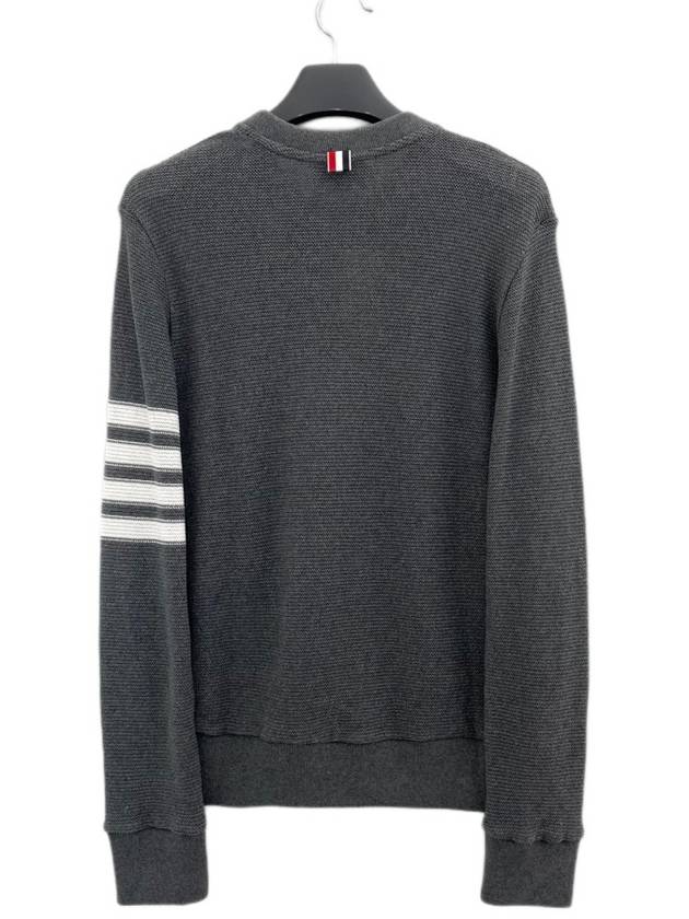 4 Bar Stripe Open Raschel Stitch Sweatshirt Grey - THOM BROWNE - BALAAN 3