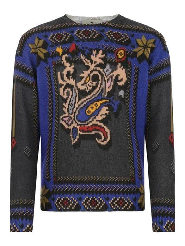 Men's Print Wool Knit Top Blue - ETRO - BALAAN 1