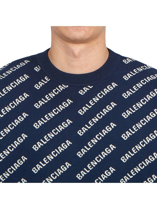 Allover Logo Crew Sweatshirt Navy - BALENCIAGA - BALAAN 7