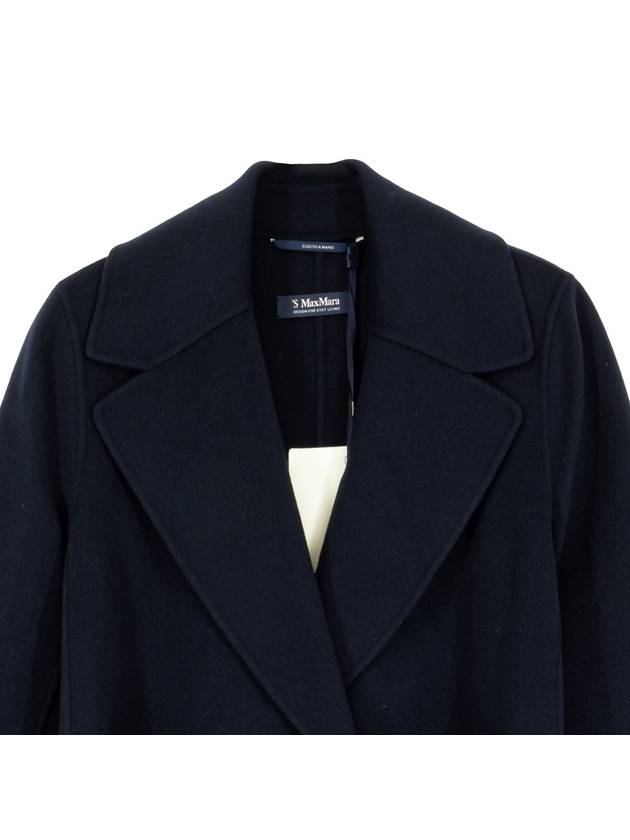 Agata Virgin Wool Single Coat Navy - MAX MARA - BALAAN 3