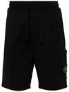 Fleece Bermuda Shorts Black - STONE ISLAND - BALAAN 3