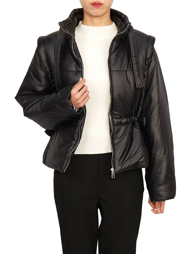 Shiny Quilted Vest Zip-Up Jacket Black - GANNI - BALAAN 9