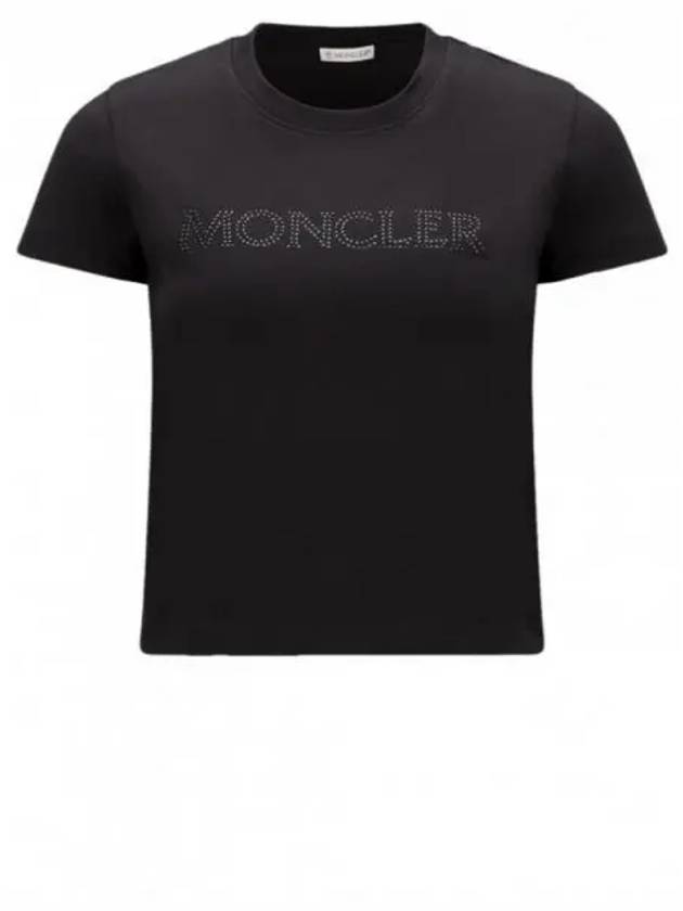 Women's Crystal Logo Short Sleeve T-Shirt Black - MONCLER - BALAAN 2