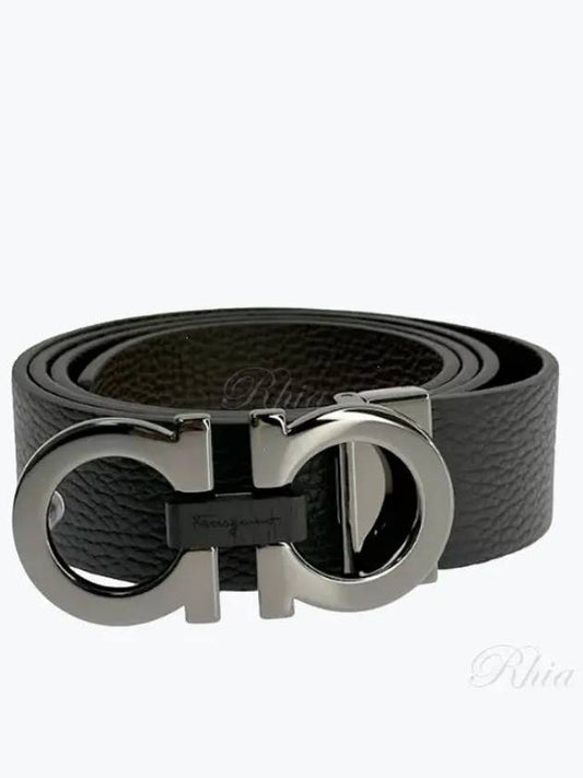 Reversible Gancini Belt Black Hickory - SALVATORE FERRAGAMO - BALAAN 2