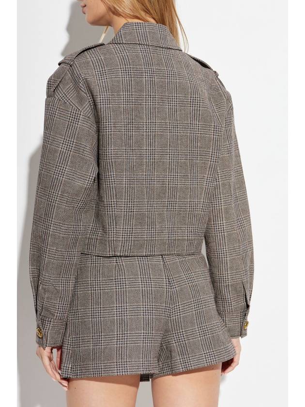 Self Portrait Jacket With Check Pattern, Women's, Brown - SELF PORTRAIT - BALAAN 4