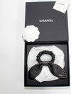 CC Chain Leather Ribbon Scrunchy Black - CHANEL - BALAAN.