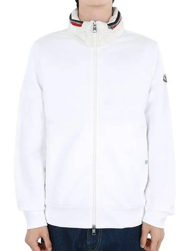 Logo Cotton Fleece Zip Up Hoodie White - MONCLER - BALAAN 2