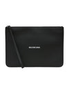 Logo Strap Cash Medium Clutch Bag Black - BALENCIAGA - BALAAN.