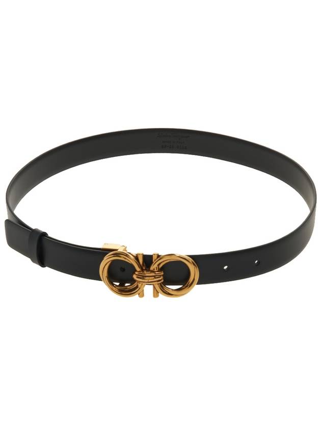 Adjustable Gancini Leather Belt Black - SALVATORE FERRAGAMO - BALAAN 6