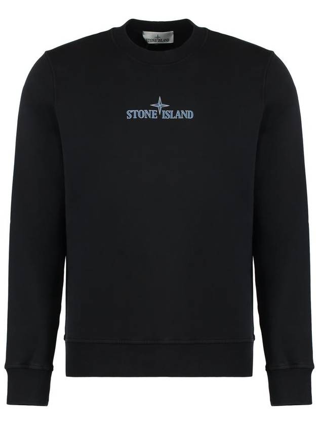 Cotton Fleece Crew Neck Sweatshirt Black - STONE ISLAND - BALAAN 2