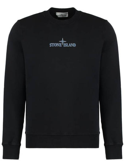 Cotton Fleece Crew Neck Sweatshirt Black - STONE ISLAND - BALAAN 2