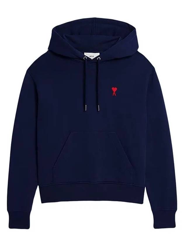 Heart Small Logo Hoodie Navy - AMI - BALAAN 2