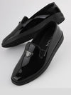 Triangle Logo Enamel Loafers Black - PRADA - BALAAN 1