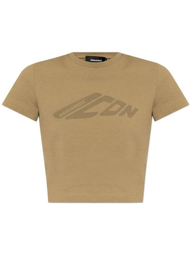 Dsquared2 T-shirt With Printed Logo, Women's, Beige - DSQUARED2 - BALAAN 1