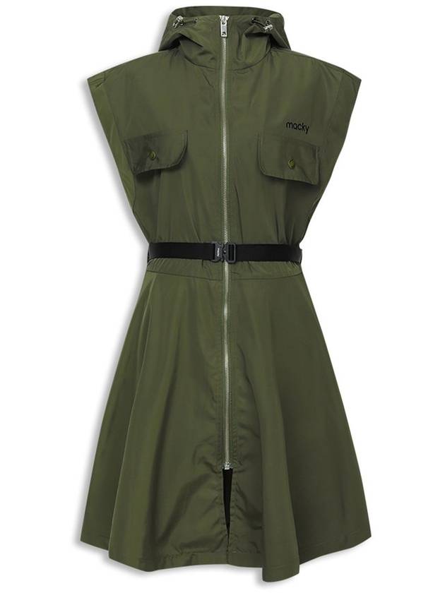 Hooded Zip-up Belt One-Piece Skirt Shorts Khaki MCSS24OPS2KK - MACKY - BALAAN 2