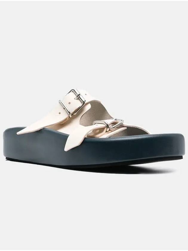 Side Buckle Fastening Platform Slippers Navy - MAISON MARGIELA - BALAAN 3