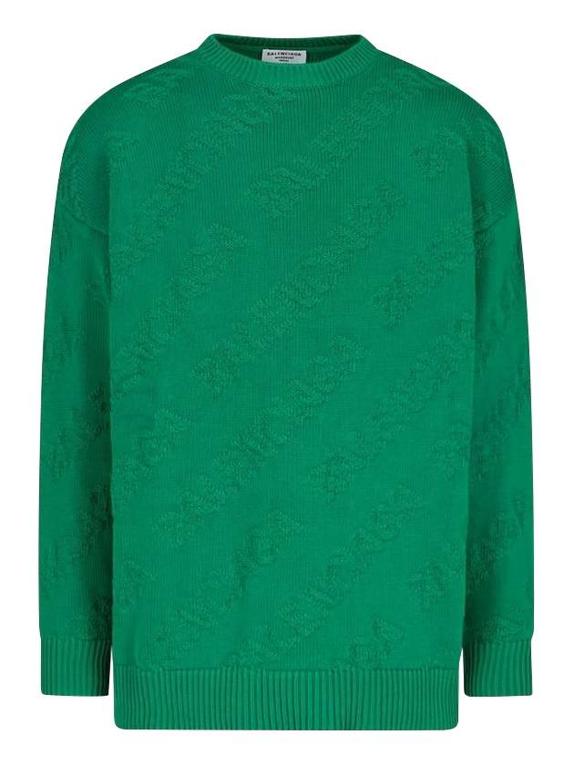 cotton jacquard logo knit green - BALENCIAGA - BALAAN.