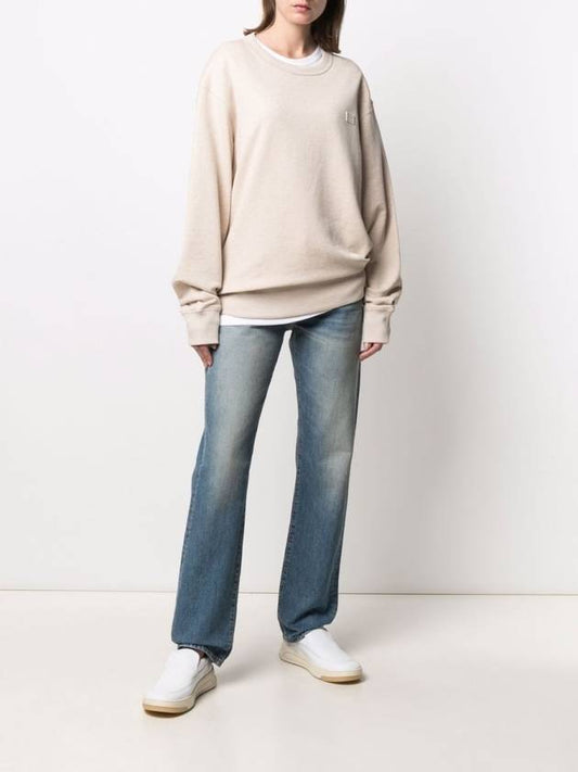 Face Patch Crew Neck Sweatshirt Oatmeal Melange - ACNE STUDIOS - BALAAN 2