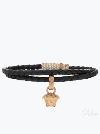 Crystal Medusa Leather Necklace Black - VERSACE - BALAAN 2