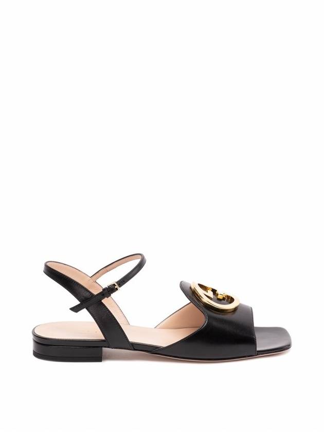 Women's Interlocking G Logo Leather Sandals Black - GUCCI - BALAAN 6