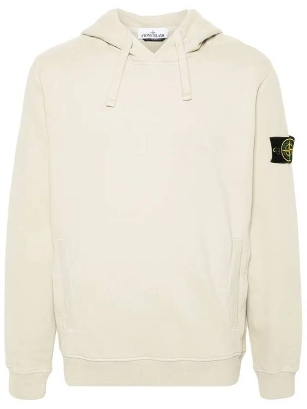 Wappen Patch Brushed Cotton Fleece Hoodie Plaster - STONE ISLAND - BALAAN 3