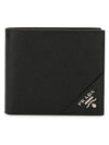 Saffiano Leather Half Wallet Black - PRADA - BALAAN 4