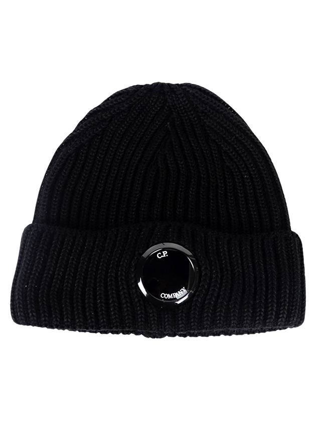 Lens Wappen Extra Fine Merino Wool Beanie Black - CP COMPANY - BALAAN 2