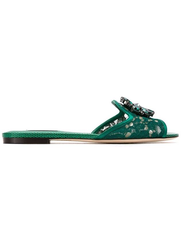 Women's Crystal Lace Slippers Green - DOLCE&GABBANA - BALAAN 2