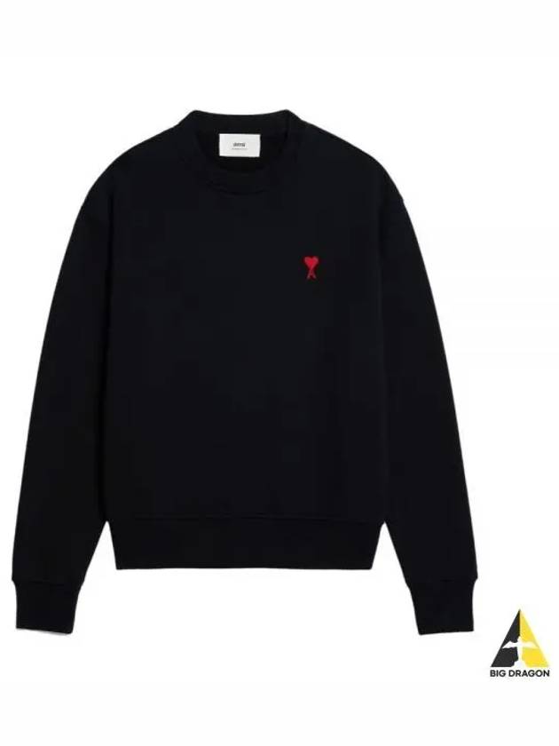 Small Heart Logo Sweatshirt Black - AMI - BALAAN 2