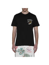 Tiger Embroidery Crew Neck Cotton Short Sleeve T-shirt Black - KENZO - BALAAN 1