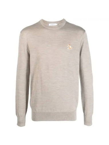 Chillax Fox Patch Classic Sweatshirt Beige Melange - MAISON KITSUNE - BALAAN 1