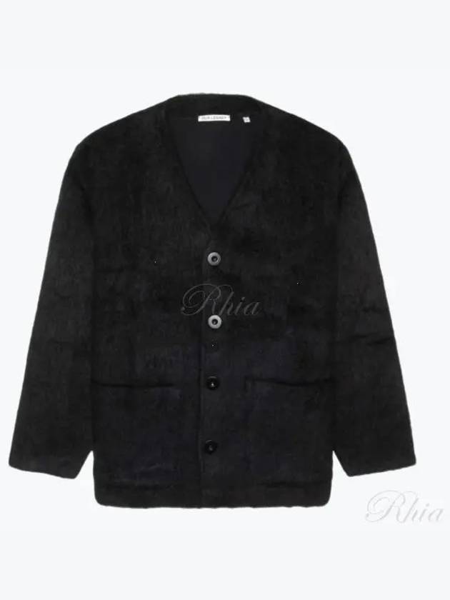 Mohair V-neck Relaxed Fit Wool Cardigan Black - OUR LEGACY - BALAAN 2