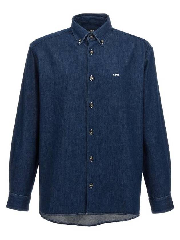 Mathias Embroidered Logo Long Sleeve Shirt Dark Blue - A.P.C. - BALAAN 2