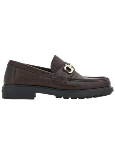 Moccasin Gancini Ornament Calfskin Loafers Brown - SALVATORE FERRAGAMO - BALAAN 1