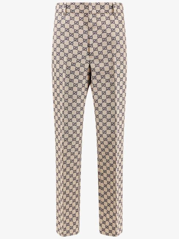 GG Linen Blend Canvas Straight Pants Beige - GUCCI - BALAAN 1