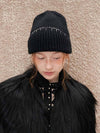 Hand Stiched Knit Beanie Gray - BROWN HAT - BALAAN 1